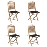 Vidaxl mobilier  dner d'extrieur pliable 5 pcs avec coussins bambou