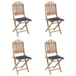 Vidaxl mobilier  dner d'extrieur pliable 5 pcs avec coussins bambou