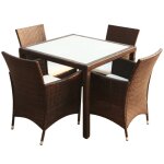 Vidaxl mobilier � d�ner jardin 5 pcs et coussins r�sine tress�e marron