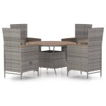 Vidaxl mobilier à dîner de jardin 5pcs et coussins résine tressée gris Vidaxl mobilier à dîner de jardin 5pcs et coussins résine tressée gris