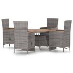 Vidaxl mobilier  dner de jardin 5pcs et coussins rsine tresse gris