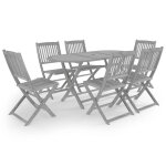 Vidaxl mobilier � d�ner de jardin 7 pcs bois d'acacia massif gris