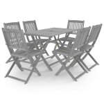 Vidaxl mobilier  dner de jardin 7 pcs bois d'acacia massif gris