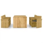 Vidaxl mobilier  dner de jardin 7 pcs avec coussins pin imprgn