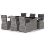 Vidaxl mobilier  dner jardin 7 pcs avec coussins rsine tresse gris