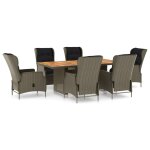 Vidaxl mobilier  dner jardin 7 pcs et coussins rsine tresse marron