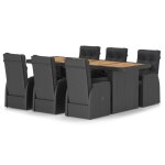 Vidaxl mobilier  dner jardin 7 pcs avec coussins rsine tresse noir