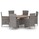 Vidaxl mobilier à dîner de jardin 7pcs et coussins résine tressée gris Vidaxl mobilier à dîner de jardin 7pcs et coussins résine tressée gris