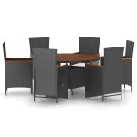 Vidaxl mobilier  dner de jardin 7pcs et coussins rsine tresse noir