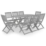 Vidaxl mobilier  dner de jardin 9 pcs bois d'acacia massif gris