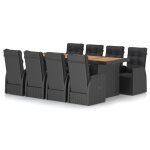 Vidaxl mobilier  dner jardin 9 pcs avec coussins rsine tresse noir