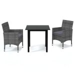 Vidaxl mobilier  dner de jardin et coussins 3pcs rsine tresse gris