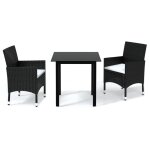 Vidaxl mobilier � d�ner de jardin et coussins 3pcs r�sine tress�e noir