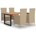 Vidaxl mobilier dner de jardin et coussins 5 pcs rsine tresse beige