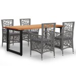 Vidaxl mobilier  dner de jardin et coussins 5pcs rsine tresse gris