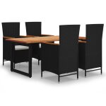 Vidaxl mobilier  dner de jardin et coussins 5pcs rsine tresse noir