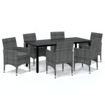 Vidaxl mobilier � d�ner de jardin et coussins 7pcs r�sine tress�e gris
