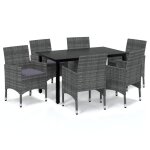 Vidaxl mobilier  dner de jardin et coussins 7pcs rsine tresse gris