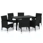 Vidaxl mobilier  dner de jardin et coussins 7pcs rsine tresse noir