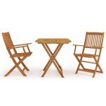 Vidaxl mobilier  dner de jardin pliable 3 pcs bois d'acacia solide