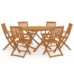 Vidaxl mobilier  dner de jardin pliable 7 pcs bois d'acacia solide