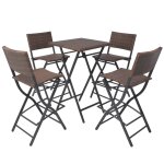 Vidaxl mobilier à dîner pliable 5 pcs acier résine tressée marron Vidaxl mobilier à dîner pliable 5 pcs acier résine tressée marron