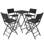 Vidaxl mobilier à dîner pliable jardin 5 pcs acier résine tressée noir Vidaxl mobilier à dîner pliable jardin 5 pcs acier résine tressée noir