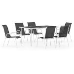 Vidaxl mobilier de salle � manger d'ext�rieur 7 pcs acier noir