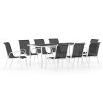 Vidaxl mobilier de salle � manger d'ext�rieur 9 pcs acier noir