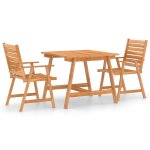 Vidaxl mobilier de salle  manger de jardin 3 pcs bois d'acacia solide