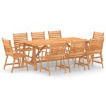 Vidaxl mobilier de salle  manger de jardin 9 pcs bois d'acacia solide