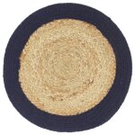 Vidaxl napperons 4 pcs naturel et bleu marine 38 cm jute et coton Vidaxl napperons 4 pcs naturel et bleu marine 38 cm jute et coton