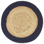 Vidaxl napperons 6 pcs naturel et bleu marine 38 cm jute et coton
