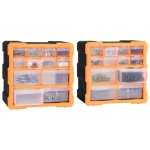 Vidaxl organisateurs multi - tiroirs avec 12 tiroirs 2 pcs 26, 5x16x26 cm