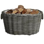Vidaxl panier � bois de chauffage avec poign�es 60x40x28 cm gris saule