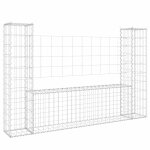 Vidaxl panier de gabion en forme de u avec 2 poteaux fer 140x20x100 cm