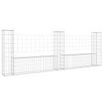 Vidaxl panier de gabion en forme de u avec 3 poteaux fer 260x20x100 cm