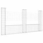 Vidaxl panier de gabion en forme de u avec 3 poteaux fer 260x20x150 cm
