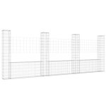 Vidaxl panier de gabion en forme de u avec 4 poteaux fer 380x20x150 cm