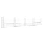 Vidaxl panier de gabion en forme de u avec 5 poteaux fer 500x20x100 cm