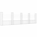 Vidaxl panier de gabion en forme de u avec 5 poteaux fer 500x20x150 cm