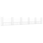 Vidaxl panier de gabion en forme de u avec 6 poteaux fer 620x20x100 cm