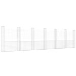 Vidaxl panier de gabion en forme de u avec 7 poteaux fer 740x20x200 cm