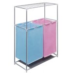 Vidaxl paniers à linge à 2 sections 2 pcs et une étagère pour séchage Vidaxl paniers à linge à 2 sections 2 pcs et une étagère pour séchage
