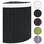 Vidaxl panier  linge d'angle bambou noir 60 l
