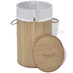 Vidaxl panier  linge rond bambou naturel