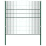 Vidaxl panneau de clture avec poteaux fer 11, 9 x 1, 6 m vert