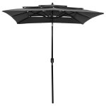 Vidaxl parasol � 3 niveaux avec m�t en aluminium anthracite 2x2 m