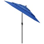 Vidaxl parasol  3 niveaux avec mt en aluminium bleu azur 2, 5 m