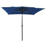 Vidaxl parasol  3 niveaux avec mt en aluminium bleu azur 2, 5x2, 5 m